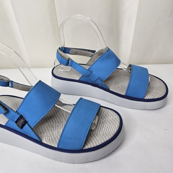 Fly London Cura Slingback Platform Sandal Blue Gray Size 38 - Picture 4 of 9